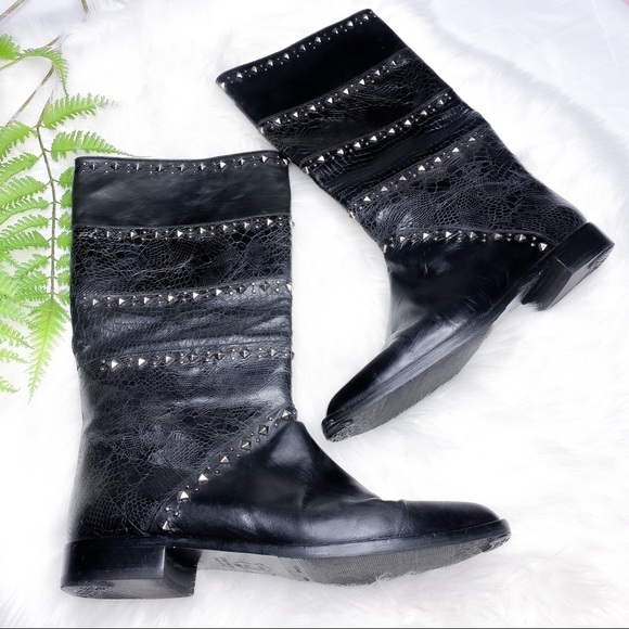 🍁Stuart Weitzman Vintage Snakeskin Studded Boots - Picture 2 of 15